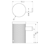 Nero Opal robe hook brushed bronze, technical drawing with dimensions and side view