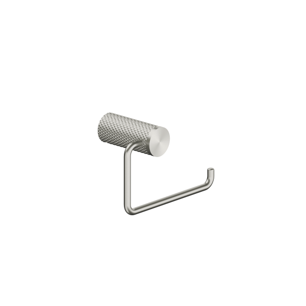 Nero Opal toilet roll holder in brushed nickel, modern curved wall-mounted bathroom accessory