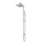 Nero Astra square twin shower in chrome, with overhead rain head, handheld rail and single hose, wall mounted