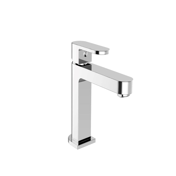 Nero Ecco chrome basin mixer tap with squared modern lines on a white background