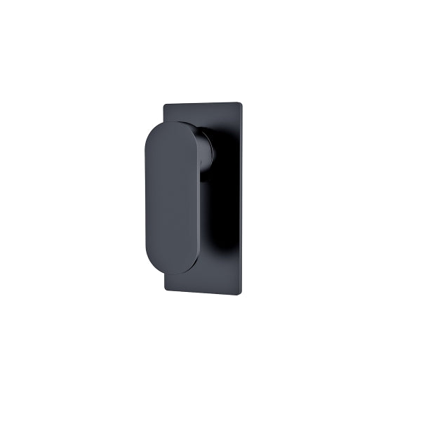 Nero Ecco shower mixer with round wall plate, matte black, wall-mounted single lever tap concept view