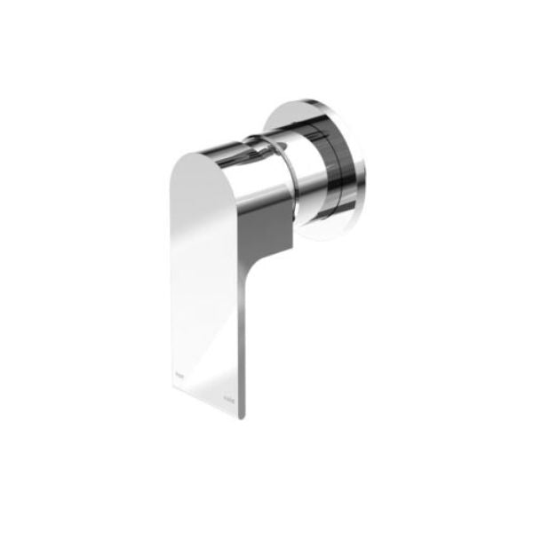 Nero Bianca shower mixer tap with 80mm plate, chrome finish, modern curved wall-mounted design