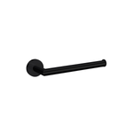 Nero Dolce matte black hand towel rail with round wall mount, side view on white background