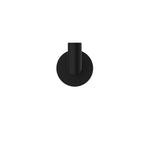 Nero Dolce robe hook in matte black, front view, round wall plate and single hook on white background