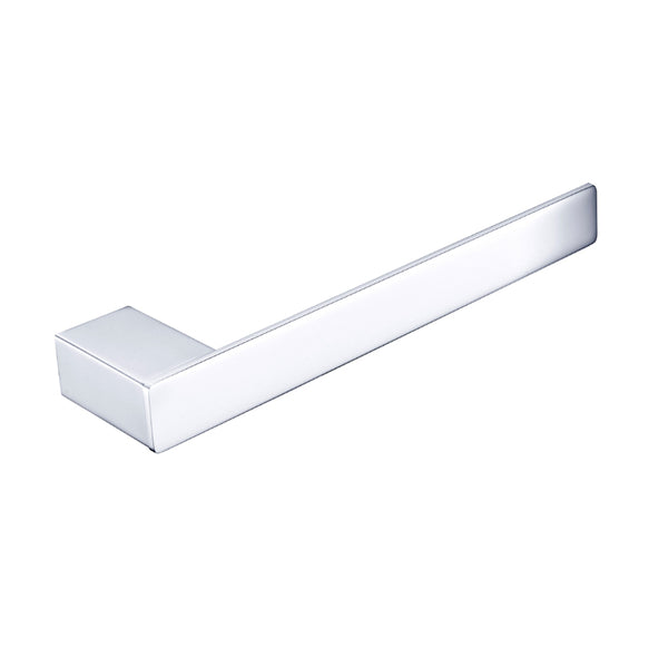 Nero Celia chrome hand towel rail, wall-mounted bathroom accessory with square backplate and sleek straight bar