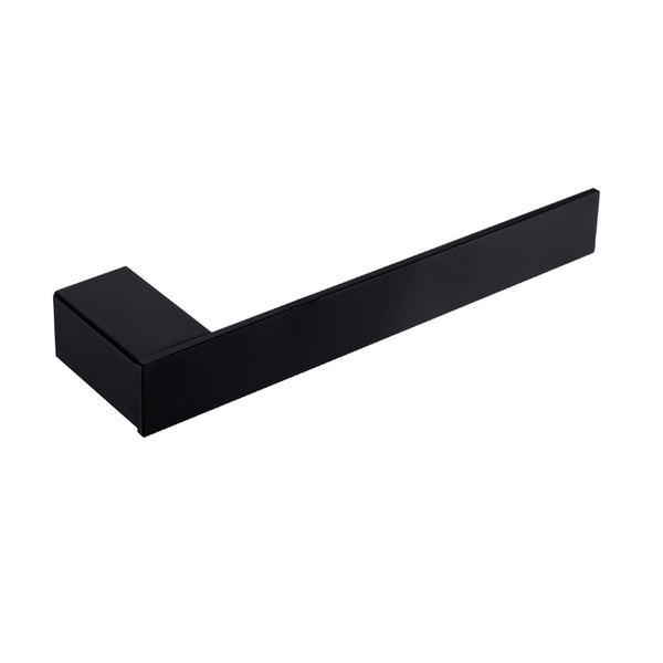 Nero Celia matte black hand towel rail, wall-mounted rectangular bathroom accessory on white background