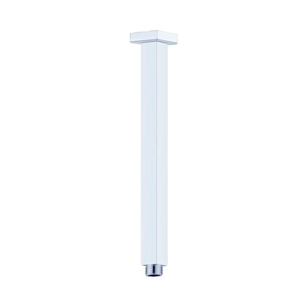 Nero square ceiling shower arm, 600mm, chrome finish, with ceiling plate and male thread