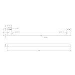 Technical drawing of Nero Bianca 600mm single towel rail in brushed gold, showing dimensions and wall fixings