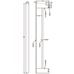 Technical drawing of Nero Bianca 600mm double towel rail, brushed gold, showing side and front dimensions