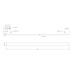 Technical drawing of Nero Bianca single towel rail, 800mm, matte black, with dimensions and fixing details