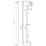 Technical drawing of Nero Bianca double towel rail, 800mm long, showing round gun metal bar and wall-mount dimensions