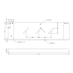 Technical drawing of Nero Bianca shower shelf in brushed nickel, showing dimensions and SUS304 stainless steel construction