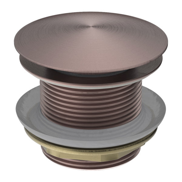 Nero 40mm bath pop-up waste plug, brushed bronze, no overflow, with threaded body on white background