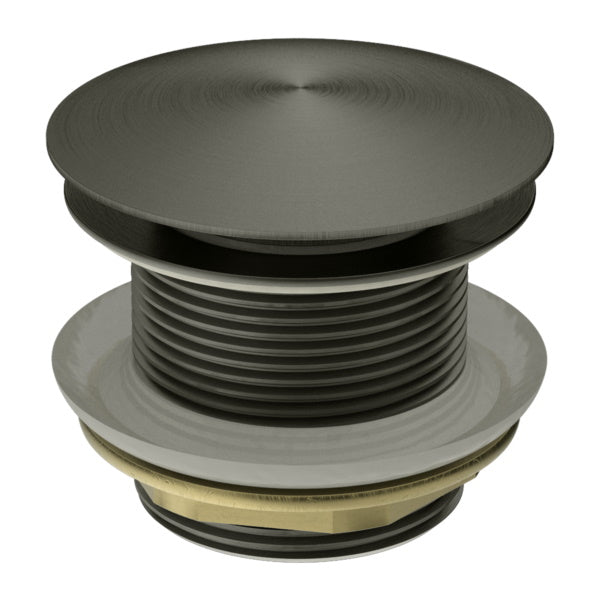 Nero 40mm bath pop-up waste plug, graphite finish, round no overflow fitting, isolated on white