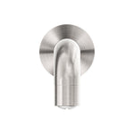 Nero Dolce brushed nickel basin/bath spout with round wall plate, front view, 215mm reach