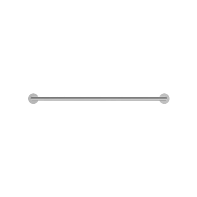 Nero Dolce double towel rail in chrome with round wall plates, shown front on against a white background