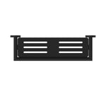 Nero Dolce metal shower shelf in matte black, wall-mounted rectangular bathroom shelf with slotted tray
