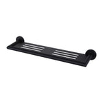 Nero Dolce matte black metal shower shelf with drainage slots and round wall mounts