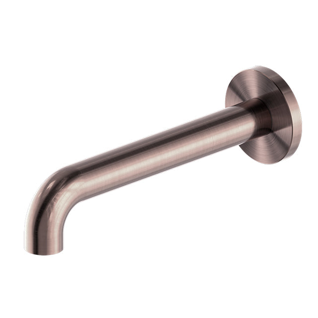 Nero Mecca 160mm basin/bath spout in brushed bronze, wall-mounted with round backplate
