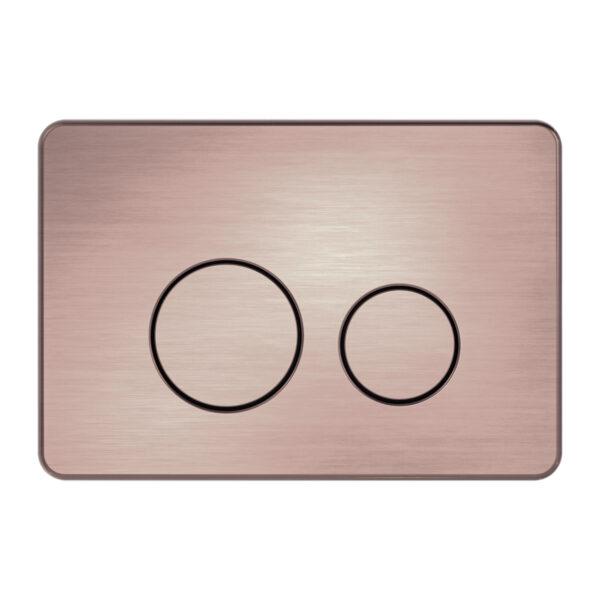 Nero in wall toilet push plate in brushed bronze with dual flush buttons and rounded corners