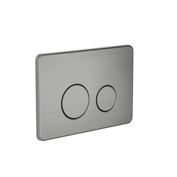 Nero In Wall dual flush toilet push plate in gunmetal, rectangular with rounded corners and two buttons