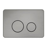 Nero In Wall Toilet Push Plate in gunmetal with dual flush buttons and rounded rectangular faceboard