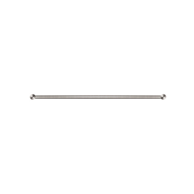 Nero New Mecca double towel rail 800mm in brushed nickel, single front-on rail on white background