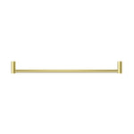 Nero New Mecca single towel rail 600mm in brushed gold, front view, simple modern bathroom accessory