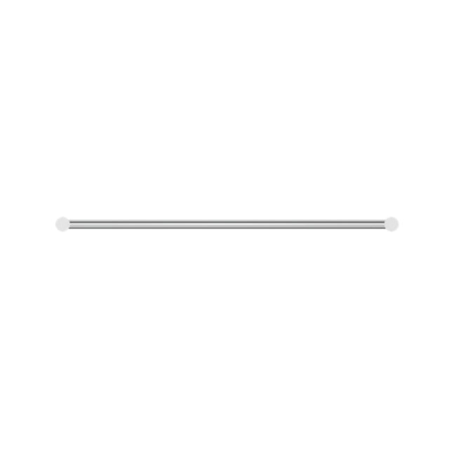 Nero New Mecca 600mm single towel rail in chrome, with simple round wall mounts on a white background