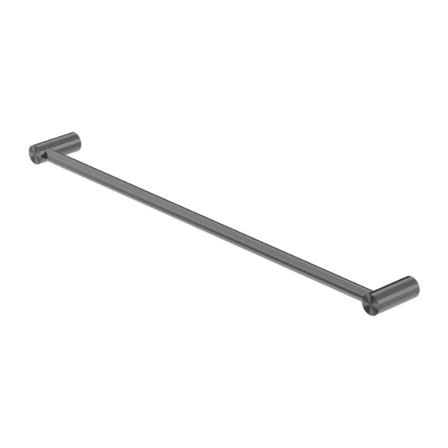 Nero New Mecca single towel rail 600mm in gun metal, wall-mounted bathroom accessory with round end fittings