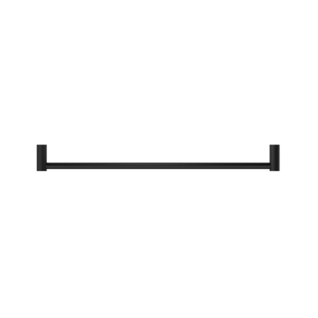 Nero New Mecca 600mm single towel rail in matte black, shown front-on on a white background.