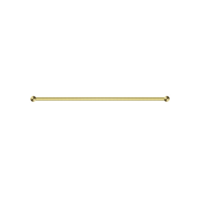 Nero New Mecca 800mm single towel rail in brushed gold, straight bar wall-mounted bathroom accessory