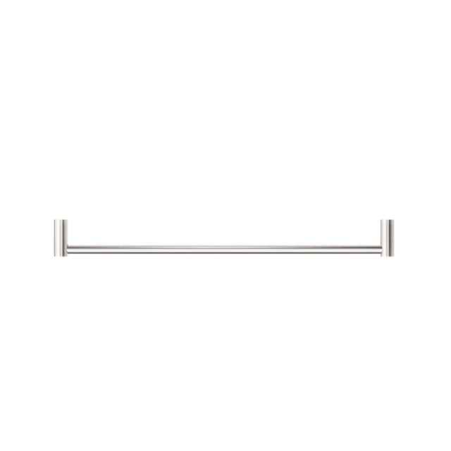 Nero New Mecca single towel rail, 800mm, brushed nickel, front view on white background