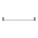 Nero Opal 800mm single towel rail in brushed bronze, shown front on with cylindrical wall fixings on a white background