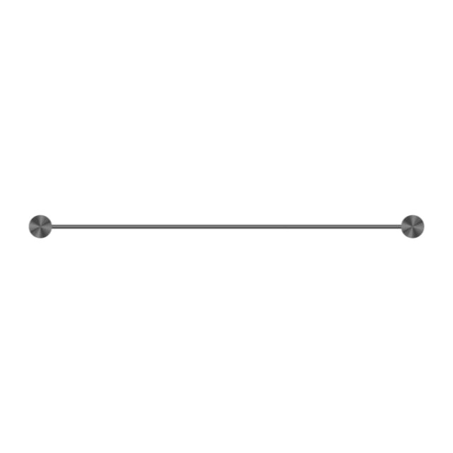 Nero Opal single towel rail 800mm in graphite finish, minimalist round-wall mounted bathroom accessory on white background