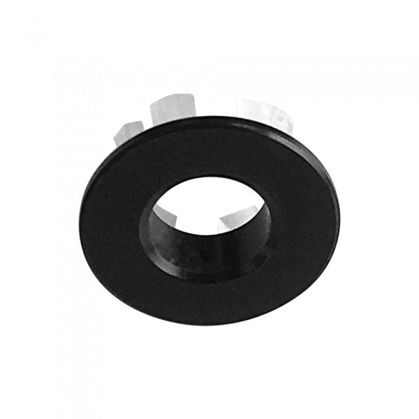 Fienza matte black round metal overflow ring for basin waste, shown front-on on white background