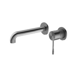 Nero Opal wall basin mixer in graphite, with separate back plate and 185mm spout