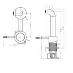 Nero Opal wall basin/bath mixer technical drawing in graphite, showing separate back plate and 185mm spout clearance