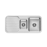 Phoenix 1000 Series stainless steel 1-1/3 bowl kitchen sink with integrated drainer, top view