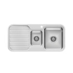 Phoenix 1000 Series stainless steel 1-1/3 bowl inset kitchen sink with left drainer and 1 taphole, top view