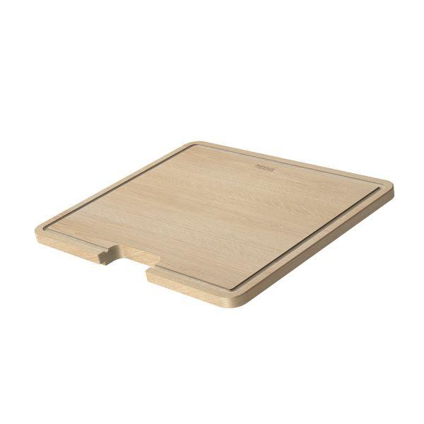 Phoenix large ash wood chopping board, rectangular sink cover with cut-out, in light timber finish