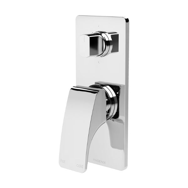 Phoenix Rush chrome shower/bath diverter mixer with wall plate and lever handle