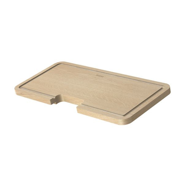 Phoenix small ash wood chopping board with sink cut-out, rectangular natural timber kitchen accessory view