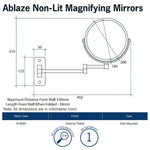 Thermogroup Ablaze wall-mounted magnifying shaving mirror, chrome, with 330mm arm and 200mm round face technical drawing