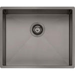 Oliveri Spectra single bowl gunmetal kitchen sink with centre waste, top view, stainless steel finish