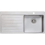 Oliveri Sonetto stainless steel topmount kitchen sink, single bowl with left drainer and 1 tap hole