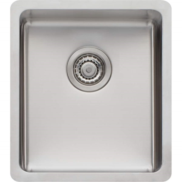 Oliveri Sonetto standard bowl stainless steel kitchen sink, single bowl top view with centre waste
