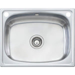 Oliveri stainless steel laundry tub, 45L, top view with 2 tap holes and overflow
