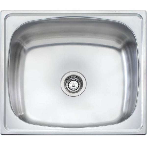 Oliveri stainless steel topmount laundry tub, single bowl with centre waste, top view