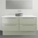 Timberline Henley Kent floor standing vanity with white top and grey above counter basin, front view